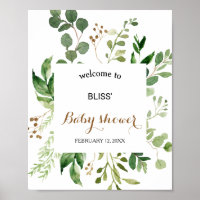 Elegant Eucalyptus Greenery Baby Shower Welcome Poster