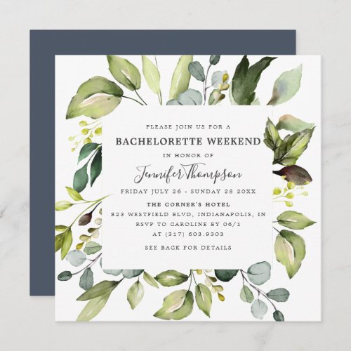 Elegant Eucalyptus Greenery Bachelorette Weekend Invitation