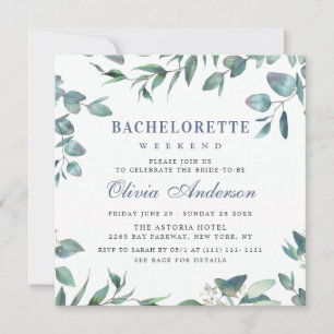 Elegant Eucalyptus Greenery Bachelorette Weekend Invitation
