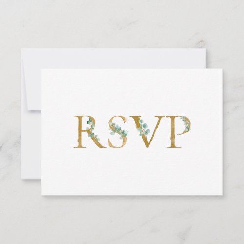 Elegant Eucalyptus Greenery Black Script Wedding RSVP Card