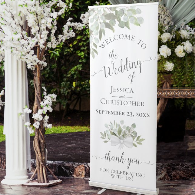 Elegant Eucalyptus Greenery Boho Wedding Welcome Retractable Banner (Creator Uploaded)