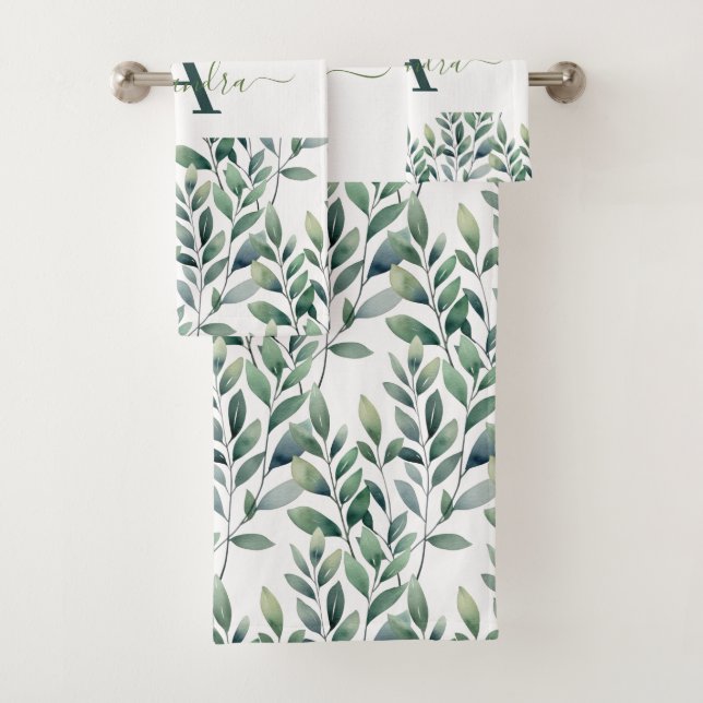 Elegant Eucalyptus Greenery Botanical Towel Set (Insitu)