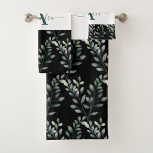 Elegant Eucalyptus Greenery Botanical Towel Set