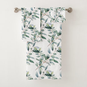 Elegant Eucalyptus Greenery Botanical Towel Set