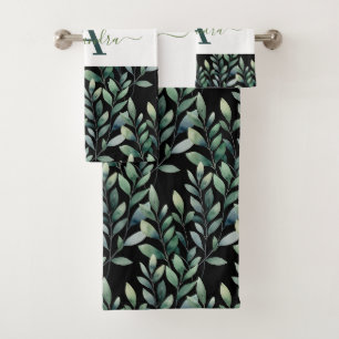 Elegant Eucalyptus Greenery Botanical Towel Set
