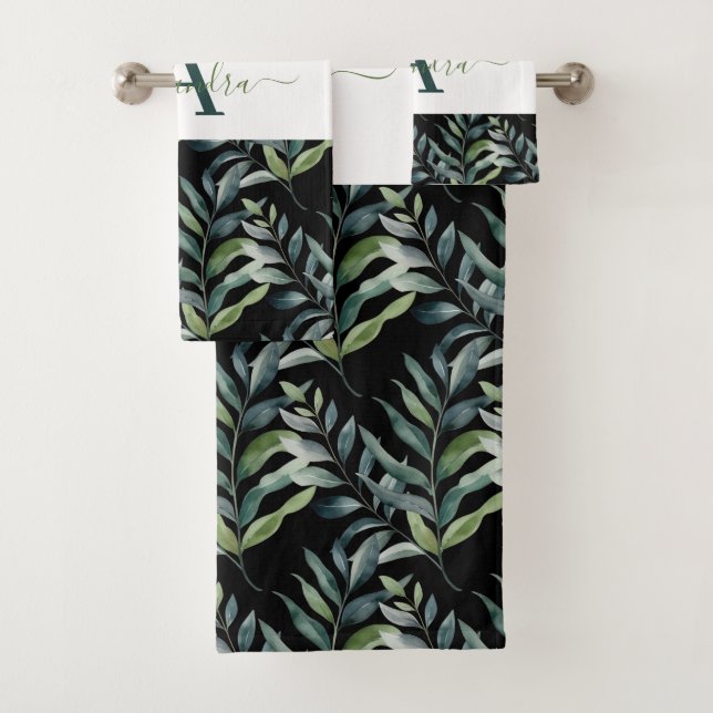 Elegant Eucalyptus Greenery Botanical Towel Set (Insitu)