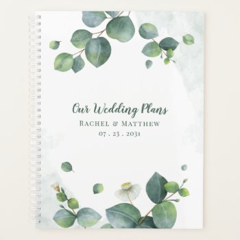Elegant Eucalyptus Greenery Botanical Wedding Plan Planner by Milestone_Hub at Zazzle
