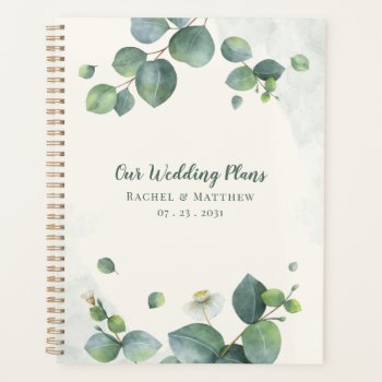 Elegant Eucalyptus Greenery Botanical Wedding Planner by Milestone_Hub at Zazzle