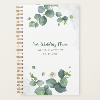 Elegant Eucalyptus Greenery Botanical Wedding Planner by Milestone_Hub at Zazzle