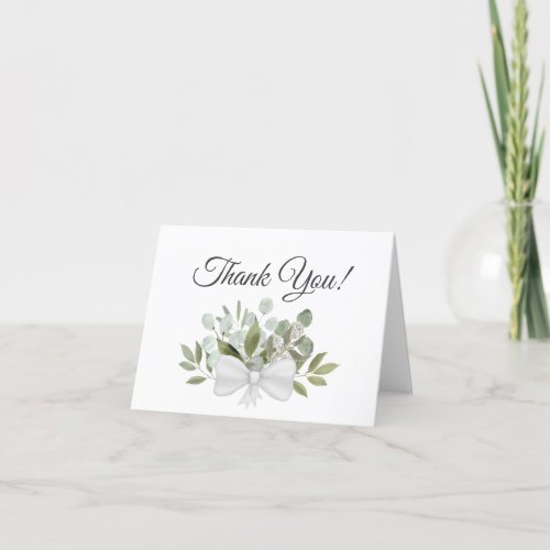 Elegant Eucalyptus Greenery Bouquet Wedding Photo Thank You Card