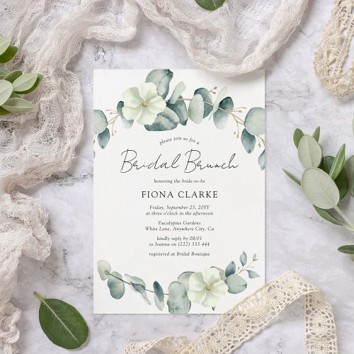 Elegant Eucalyptus Greenery Bridal Brunch Invitation