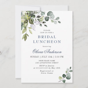 Elegant Eucalyptus Greenery Bridal Luncheon Invitation