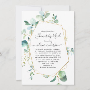 Elegant Eucalyptus Greenery Bridal Shower by Mail Invitation