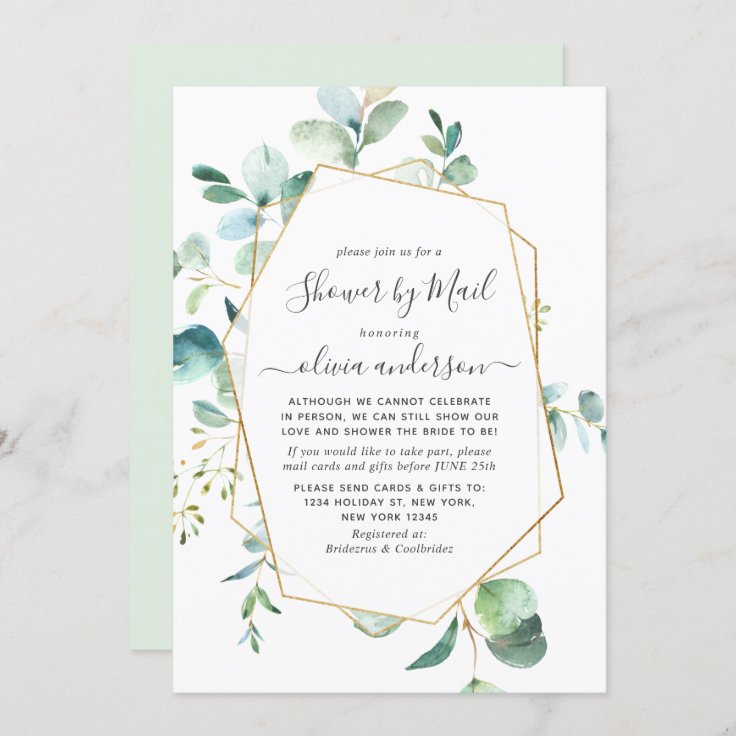 Elegant Eucalyptus Greenery Bridal Shower By Mail Invitation Zazzle 6112