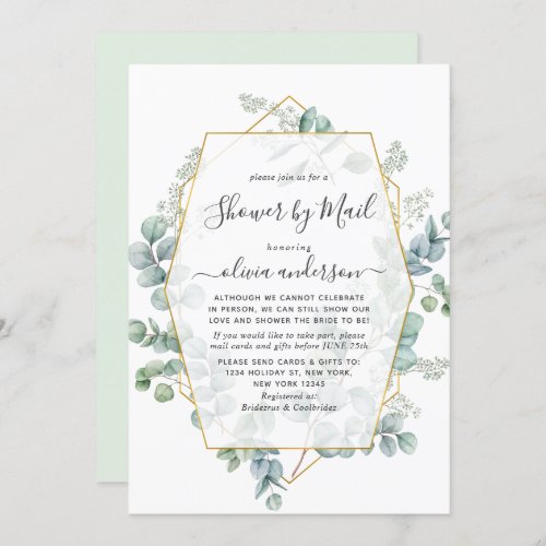 Elegant Eucalyptus Greenery Bridal Shower by Mail Invitation