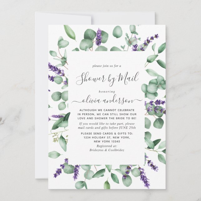 Elegant Eucalyptus Greenery Bridal Shower by Mail Invitation (Front)