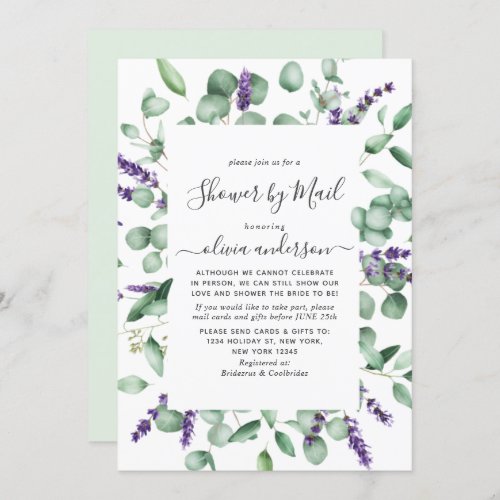 Elegant Eucalyptus Greenery Bridal Shower by Mail Invitation