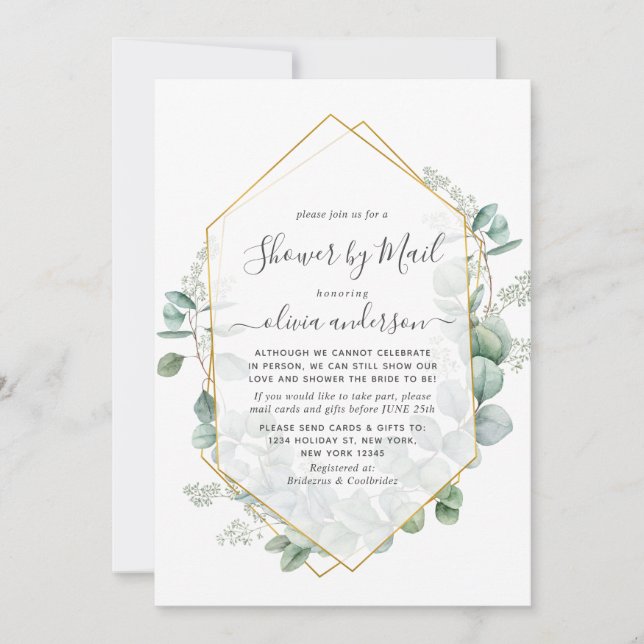 Elegant Eucalyptus Greenery Bridal Shower by Mail Invitation (Front)