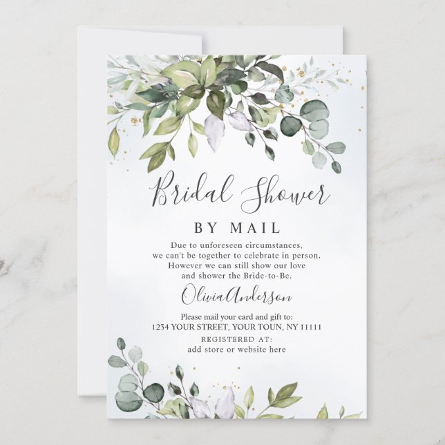 Elegant Eucalyptus Greenery Bridal Shower By Mail Invitation (Front)