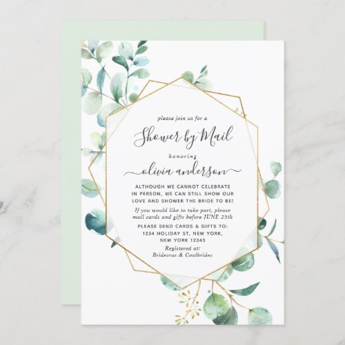 Elegant Eucalyptus Greenery Bridal Shower by Mail Invitation