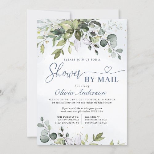 Elegant Eucalyptus Greenery Bridal Shower by Mail Invitation
