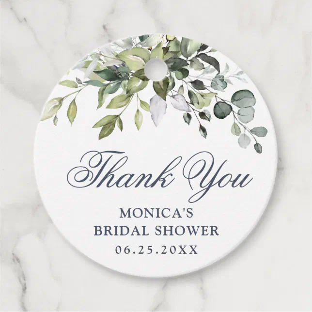 Elegant Eucalyptus Greenery Bridal Shower Favor Tags Zazzle