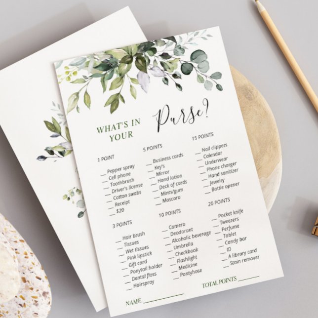 Elegant Eucalyptus Greenery Bridal Shower Gam Card (Creator Uploaded)