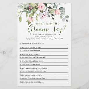 Elegant Eucalyptus Greenery Bridal Shower Game