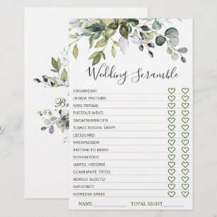 Elegant Eucalyptus Greenery Bridal Shower Game