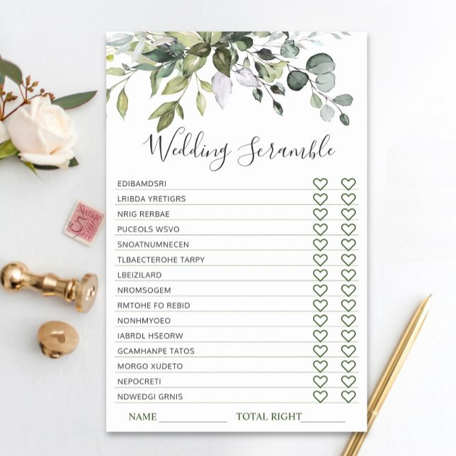 Elegant Eucalyptus Greenery Bridal Shower Game (Creator Uploaded)
