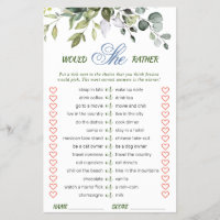 Elegant Eucalyptus Greenery Bridal Shower Game