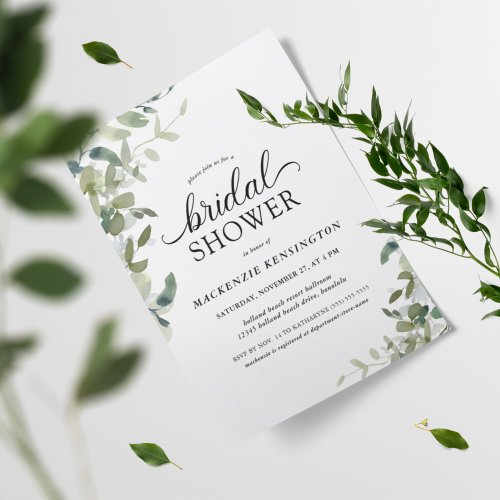 Elegant Eucalyptus Greenery Bridal Shower  Invitation Postcard