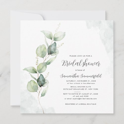 Elegant Eucalyptus Greenery  Bridal Shower Invites