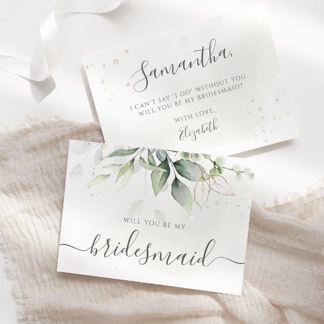 Elegant Eucalyptus Greenery Bridesmaid Proposal Invitation (Creator Uploaded)