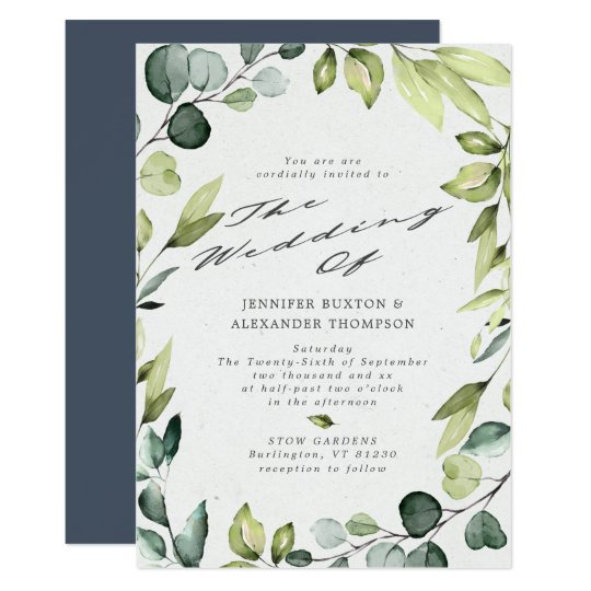 Elegant Eucalyptus Greenery Calligraphy Wedding Invitation | Zazzle.com