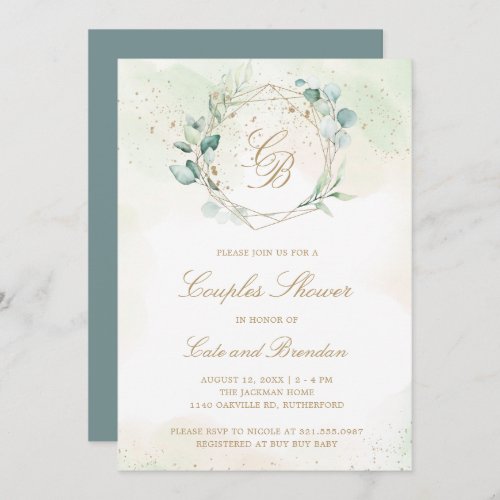 Elegant Eucalyptus Greenery Couples Baby Shower Invitation