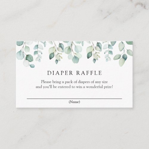 Elegant Eucalyptus Greenery Diaper Raffle  Enclosure Card