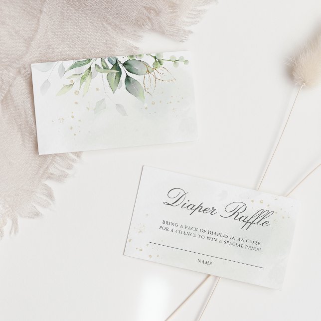 Elegant Eucalyptus Greenery Diaper Raffle Enclosure Card (Creator Uploaded)
