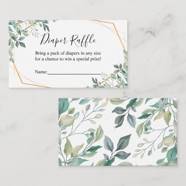 Elegant Eucalyptus Greenery Diaper Raffle Ticket Enclosure Card (Front/Back)