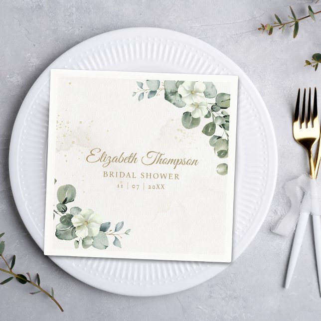 Elegant Eucalyptus Greenery Elegant Bridal Shower Napkins (Creator Uploaded)