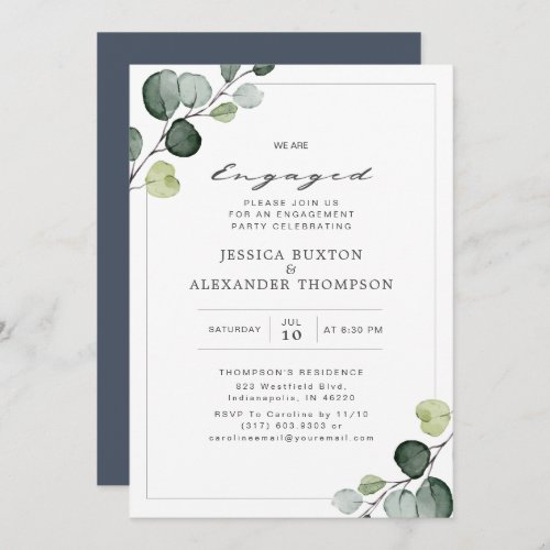 Elegant Eucalyptus Greenery Engagement Party Invitation