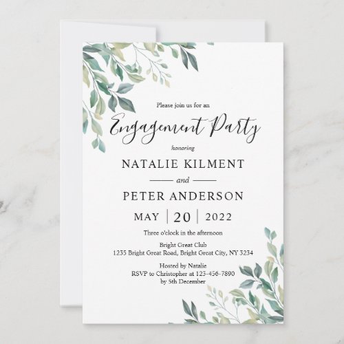 Elegant Eucalyptus Greenery Engagement Party Invitation