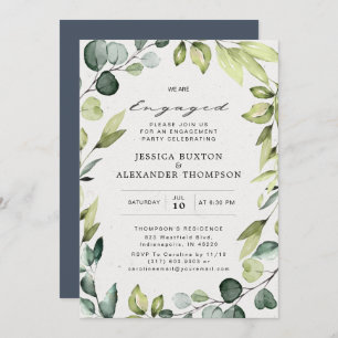Elegant Eucalyptus Greenery Engagement Party Invitation