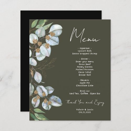 Elegant Eucalyptus Greenery Event Menu