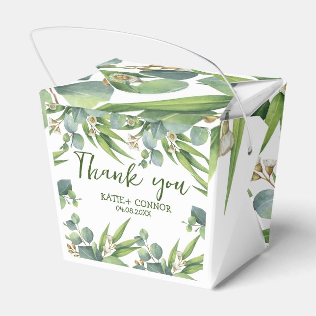 Elegant Eucalyptus Greenery Favor Thank You Boxes (Back Side)