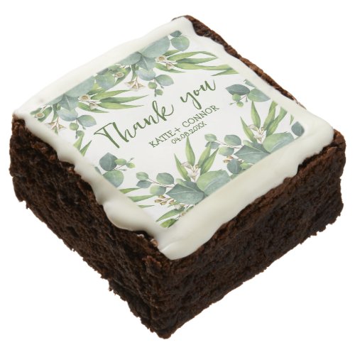 Elegant Eucalyptus Greenery Favor Thank You  Brownie