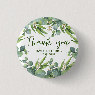 Elegant Eucalyptus Greenery Favor Thank You Button