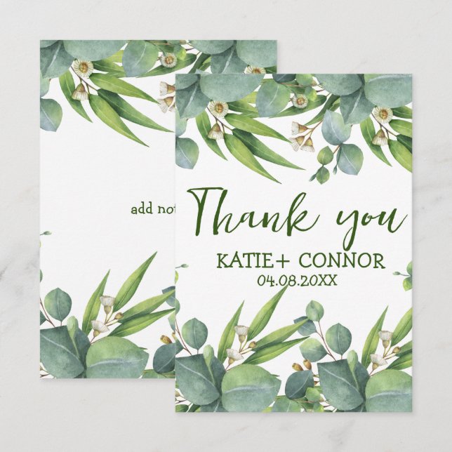 Elegant Eucalyptus Greenery Favor Thank You Card  (Front/Back)