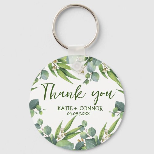 Elegant Eucalyptus Greenery Favor Thank You   Keychain