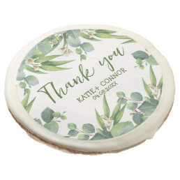 Elegant Eucalyptus Greenery Favor Thank You  Sugar Cookie